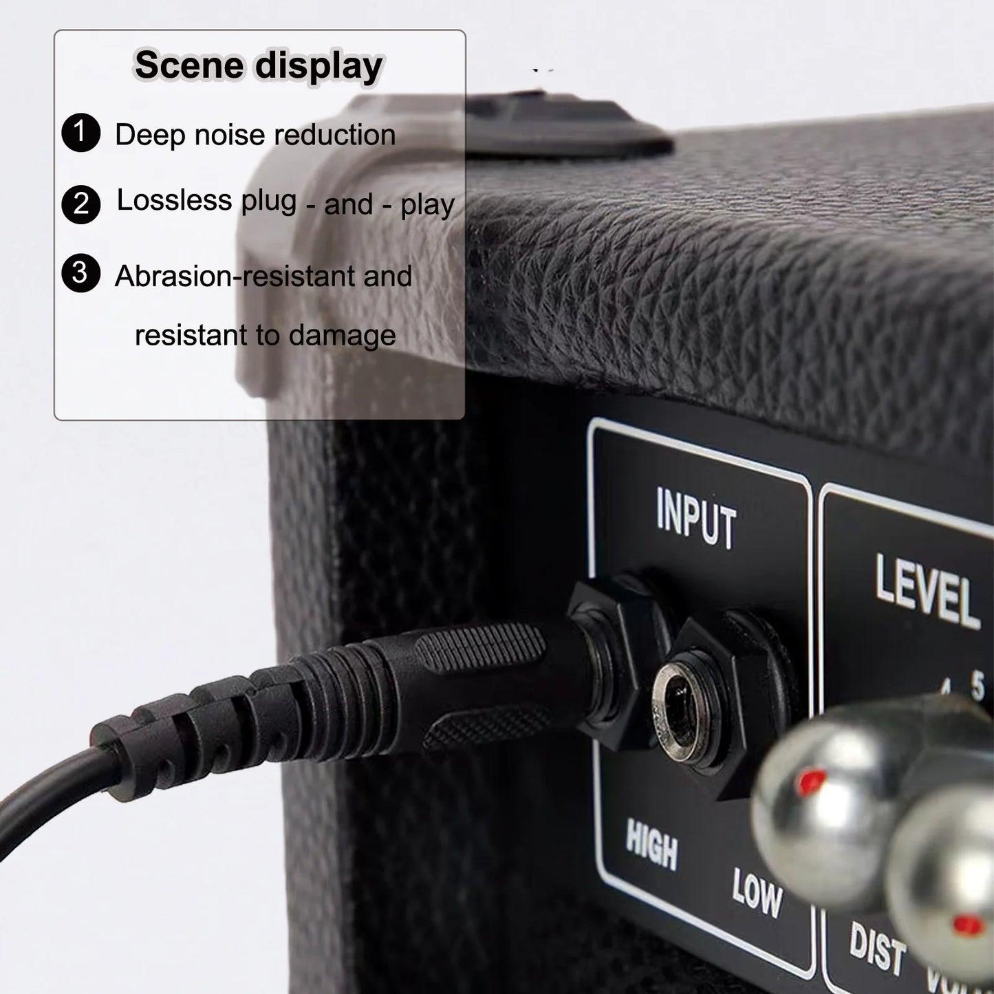 Miwayer Guitar Audio Cable 3m Connecting Cable 6.35 3.5mm Plugs Stereo Audio Noise Reduction Audio Cable ABS Jacket w/3 Adapters