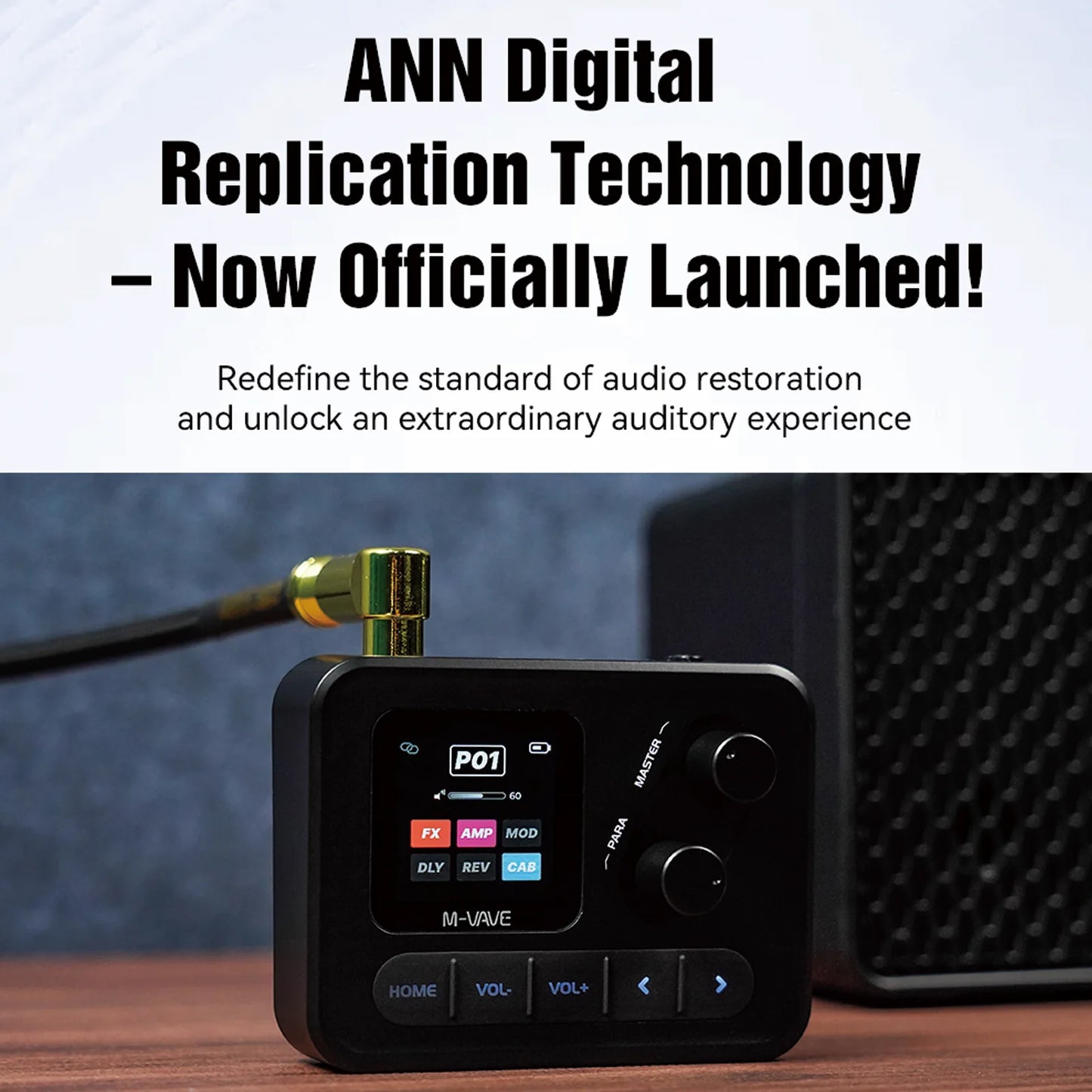 M-VAVE Pocket AMP Mini Guitar Bass Amp 1.54 LCD Color Screen 1450mAh Custom Multi-Function APP Control Desktop Effects Processor