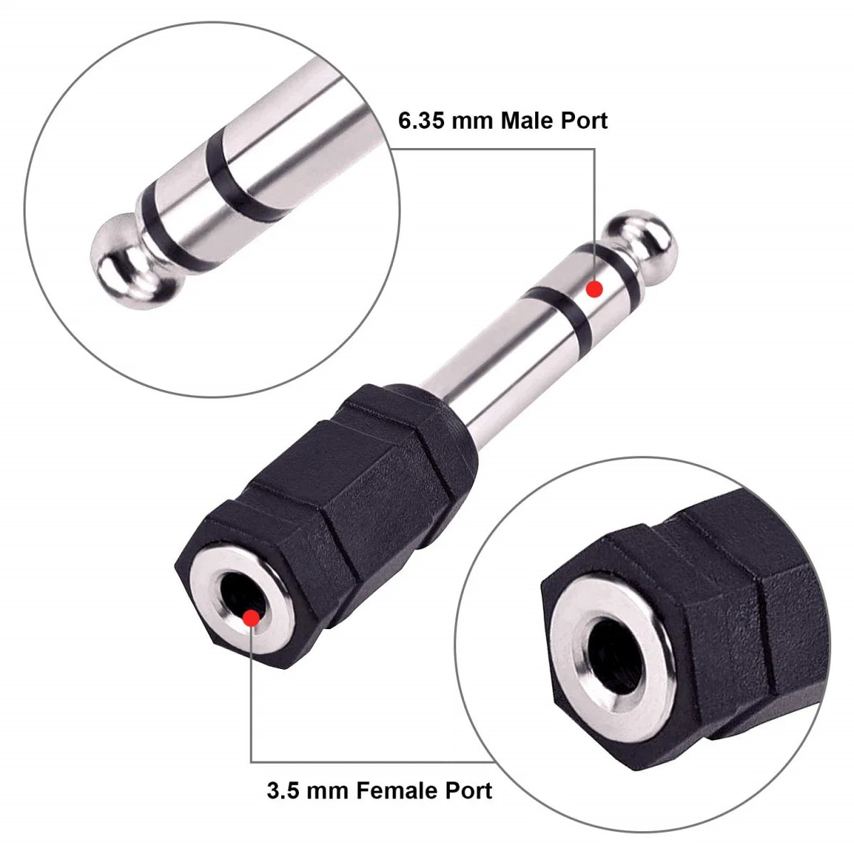 Miwayer 3.5mm Female To 6.35mm(1/4 inch) Male Stereo Headphone Audio Adaptor/Microphone Plug Jack Adapter Converter
