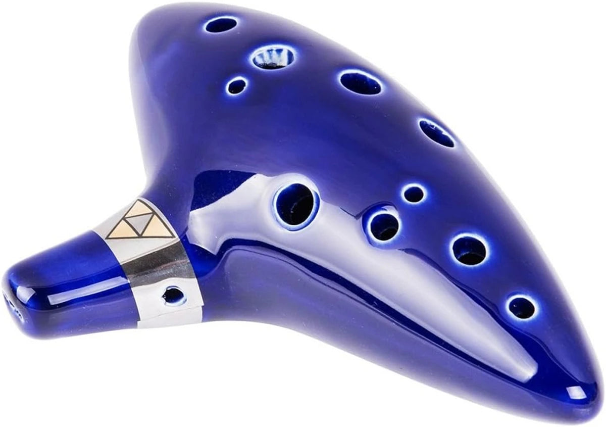 Ocarina,12 Tones Alto C Ceramic Ocarina Musical Instrument with Song Book Neck String Neck Cord Carry Bag, Blue