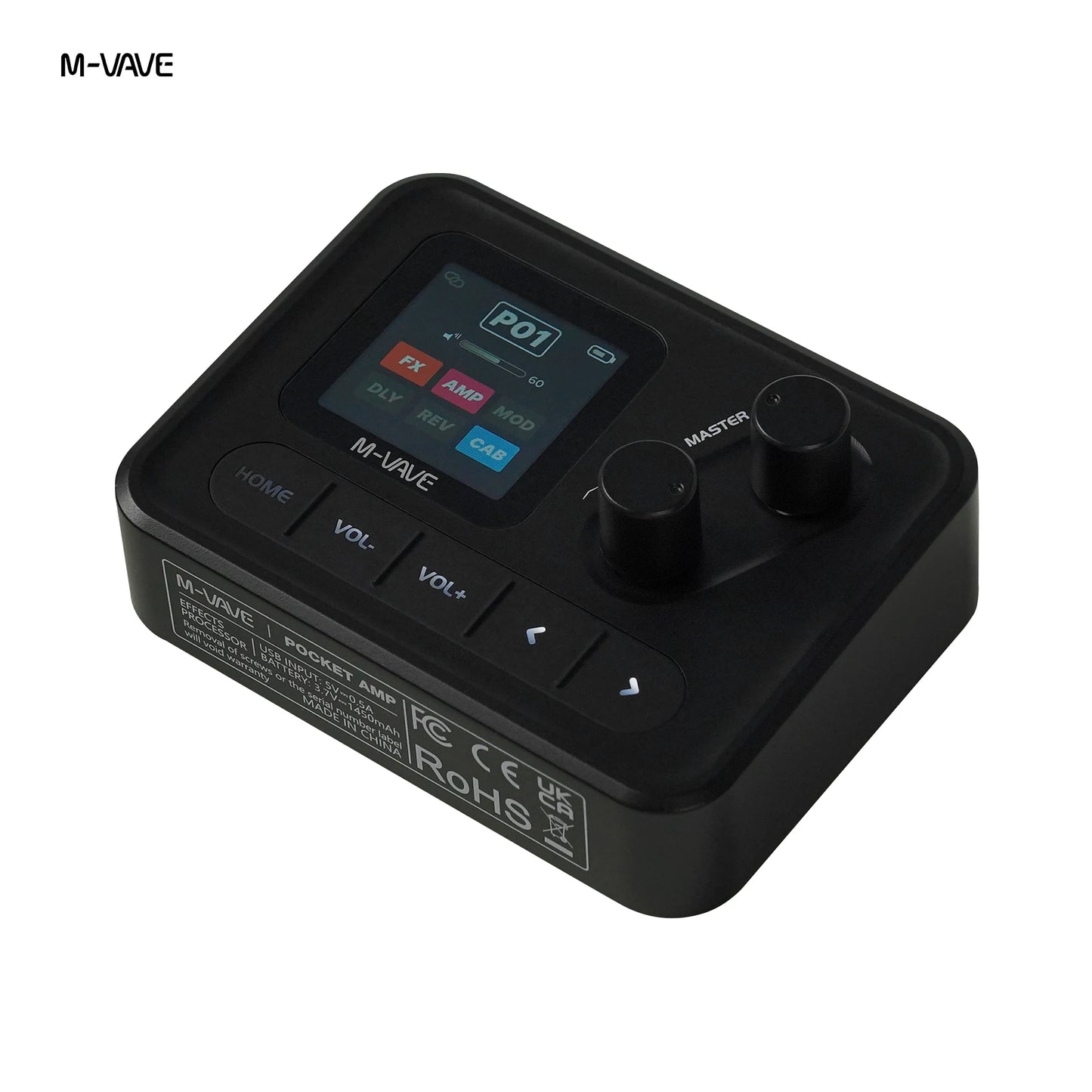 M-VAVE Pocket AMP Mini Guitar Bass Amp 1.54 LCD Color Screen 1450mAh Custom Multi-Function APP Control Desktop Effects Processor
