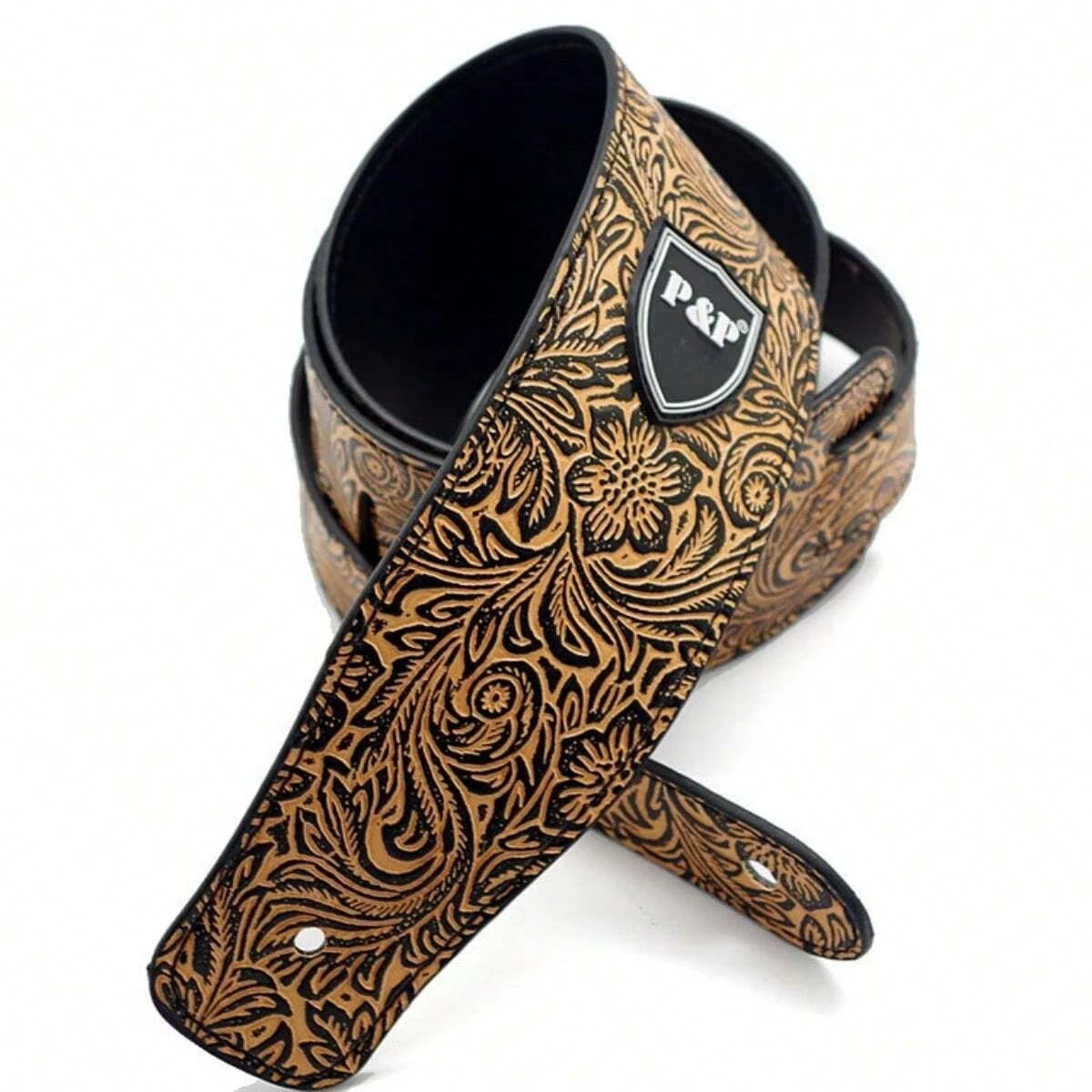 Guitar Strap Genuine Leather 2.5 Inch Adjustable Soft Embroidered Belt Classical Bass Music Hobby Guitar Accessories