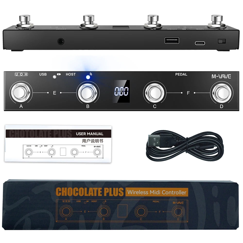 M-VAVE Chocolate Plus Wireless Midi Controller Keyboard 4 Buttons Foot Switch Supports MIDI Host Interface Control Function