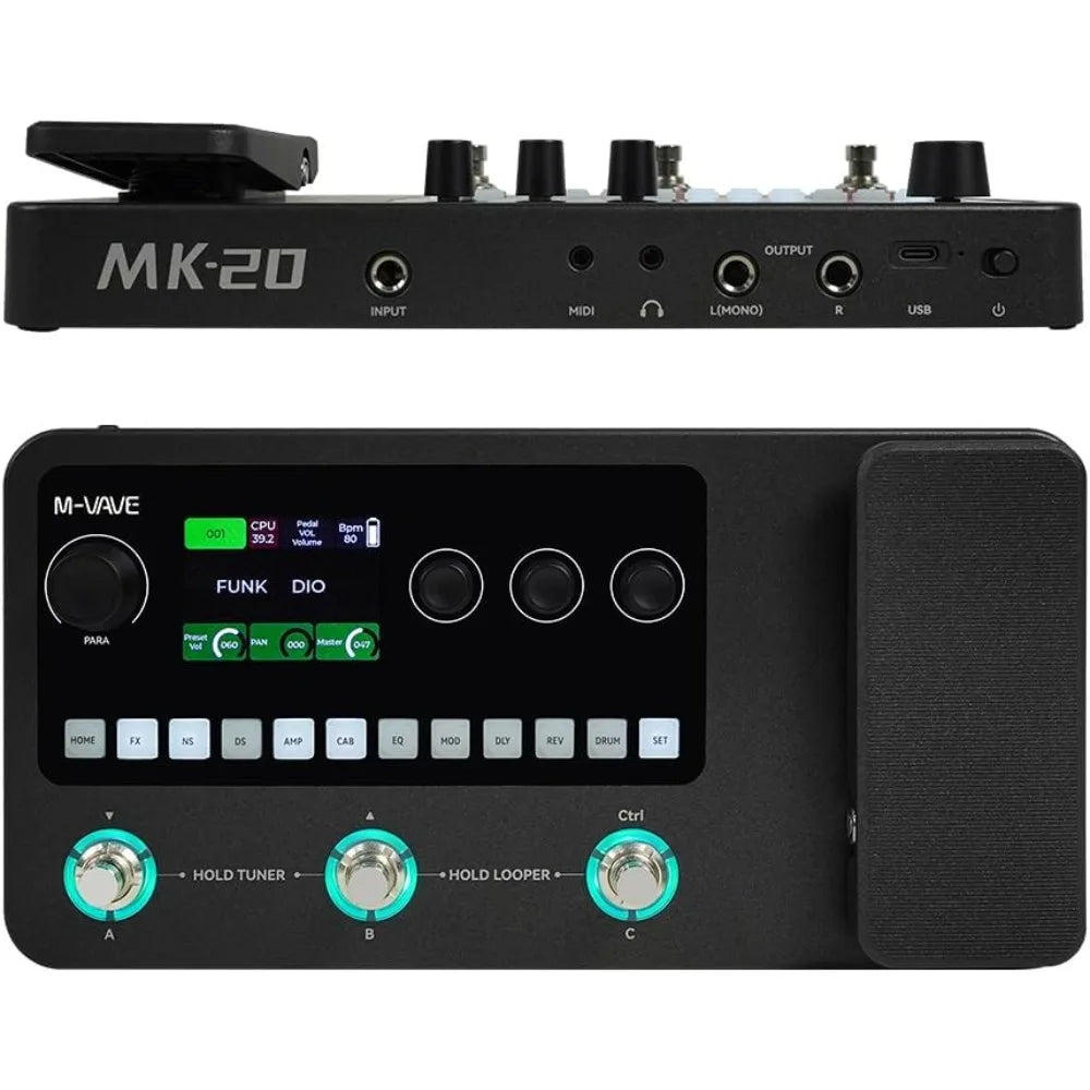 M-VAVE MK-20 Effect Pedal Guitar and Bass Multi-Function Effects Pedal with Drum Machine and Loop Function