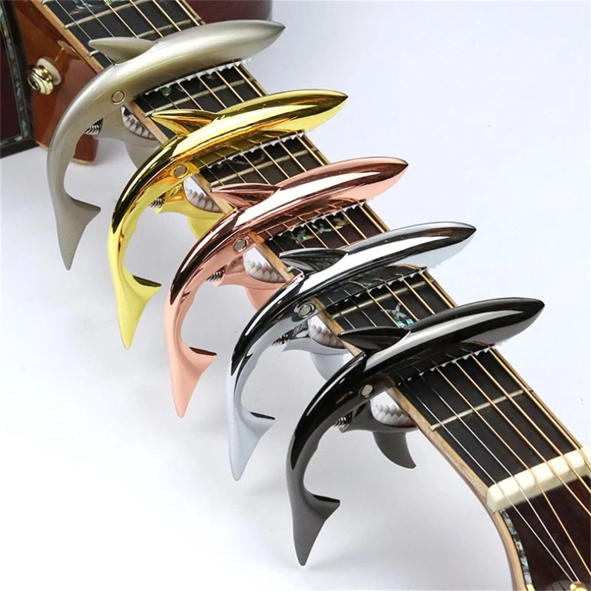 Miwayer Metal Shark Guitar Capo Zinc Alloy for Bass Acoustic and Electric Guitar with Good Hand Feeling, 7 Colors Optional