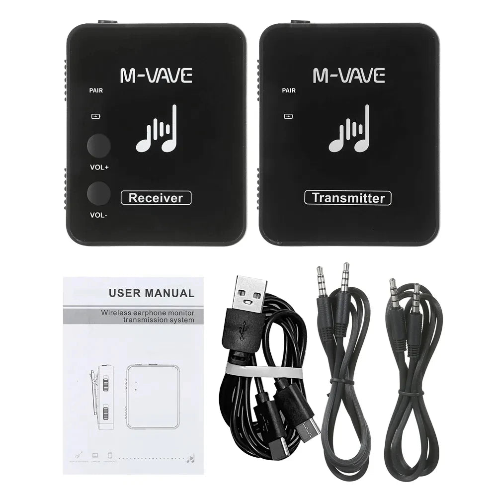 M-vave 2.4G Wireless Transmitter Receiver Earphone Monitor With Volume Adjustable For Live Professional Monitor Earphone Cuvave