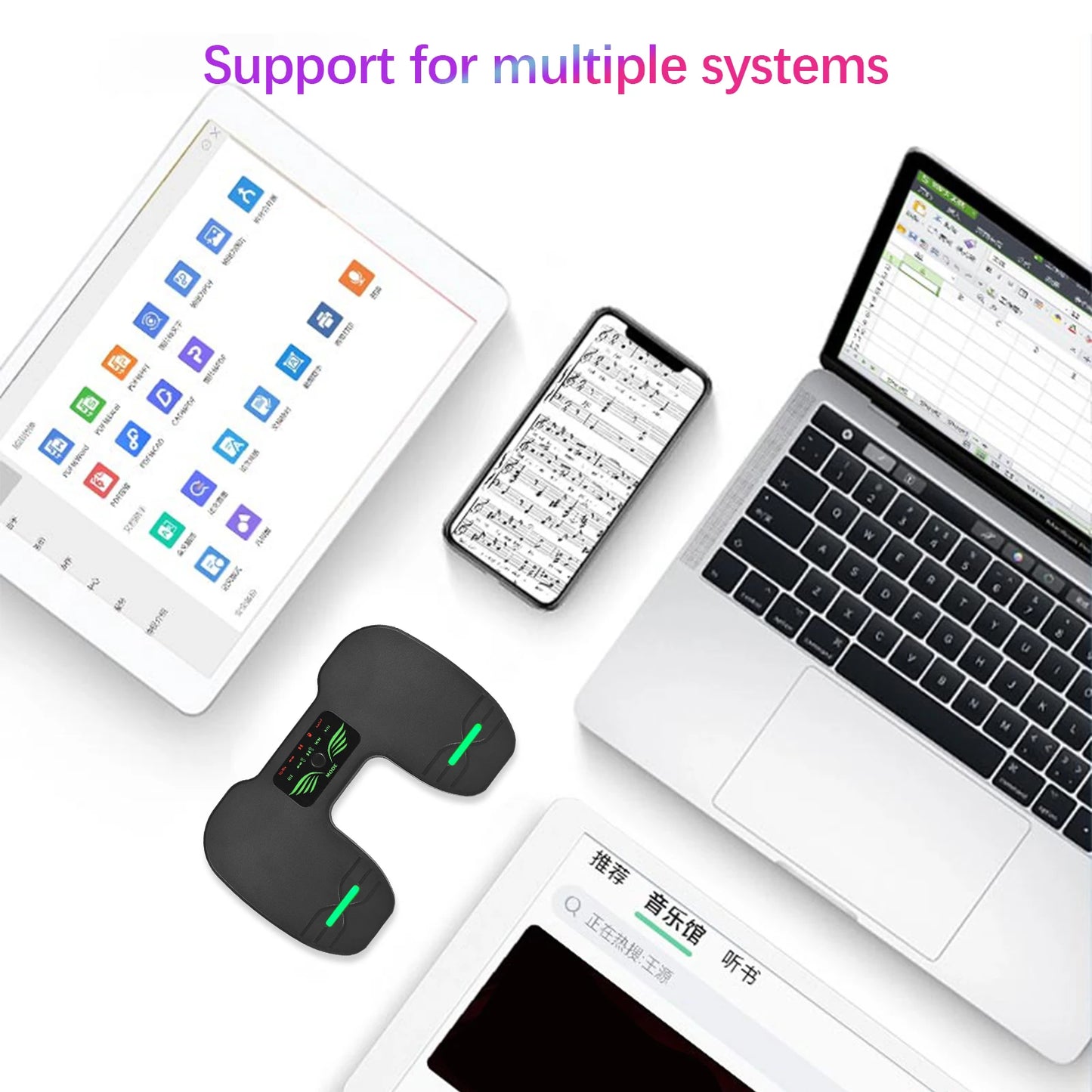 Wireless Page Turner Pedal Portable Music Page Turner for Tablets Smartphones BT Foot Page Turner Rechargeable & Anti-Skid Pad