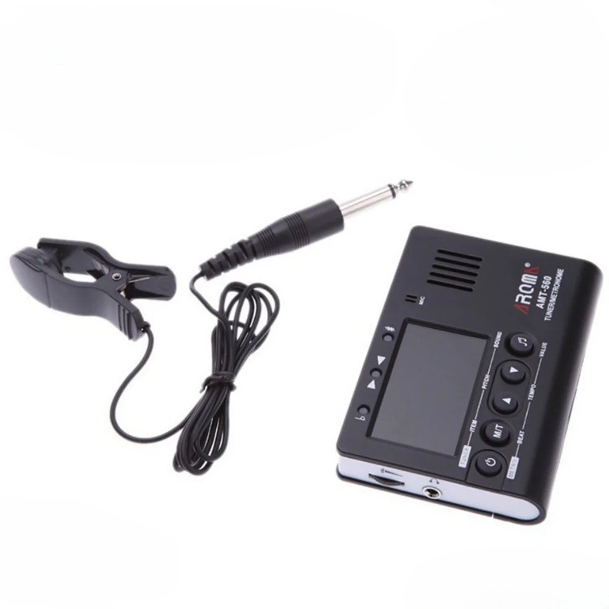 Aroma AMT-560 3 in 1 Electric Guitar Metronome Tuner Built-in Mic w/ Pickup Cable 6.3mm for Guitar Chromatic Bass Violin Ukulele