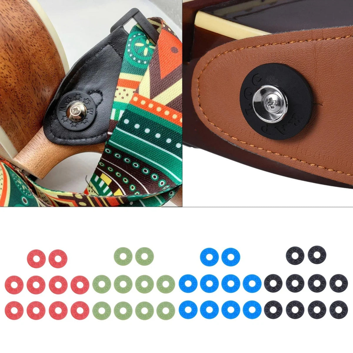 Miwayer 10 Pcs Guitar Rubber Strap Locks Anti Slip PE Pads/Secure and Safe Guitar Strap Locks Compatible Guitar Protect