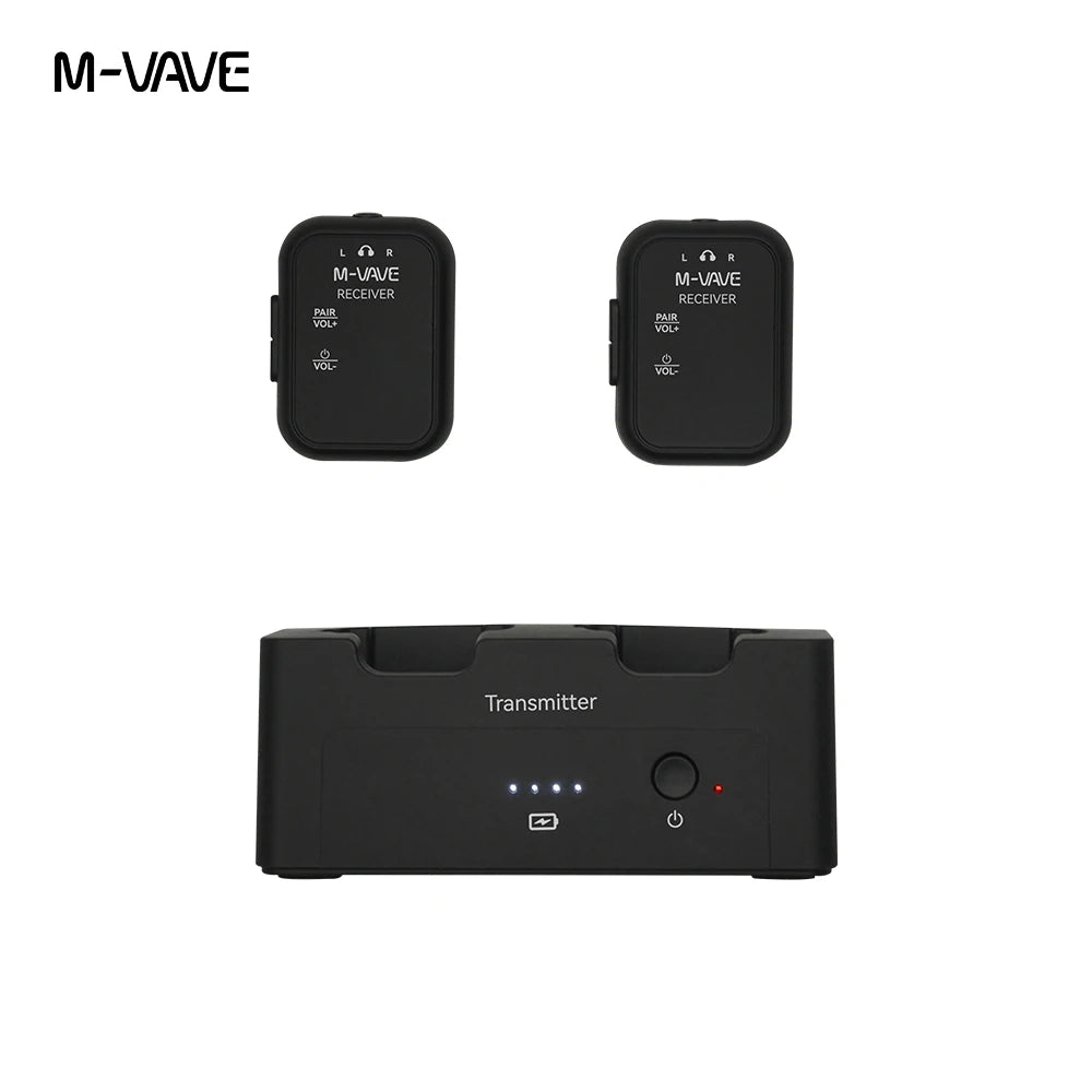 M-VAVE WP-12 1pcs Receiver,Wireless Earphone Monitor System Rechargeable Transmitter 2 Receivers With Volume Button ,Mute