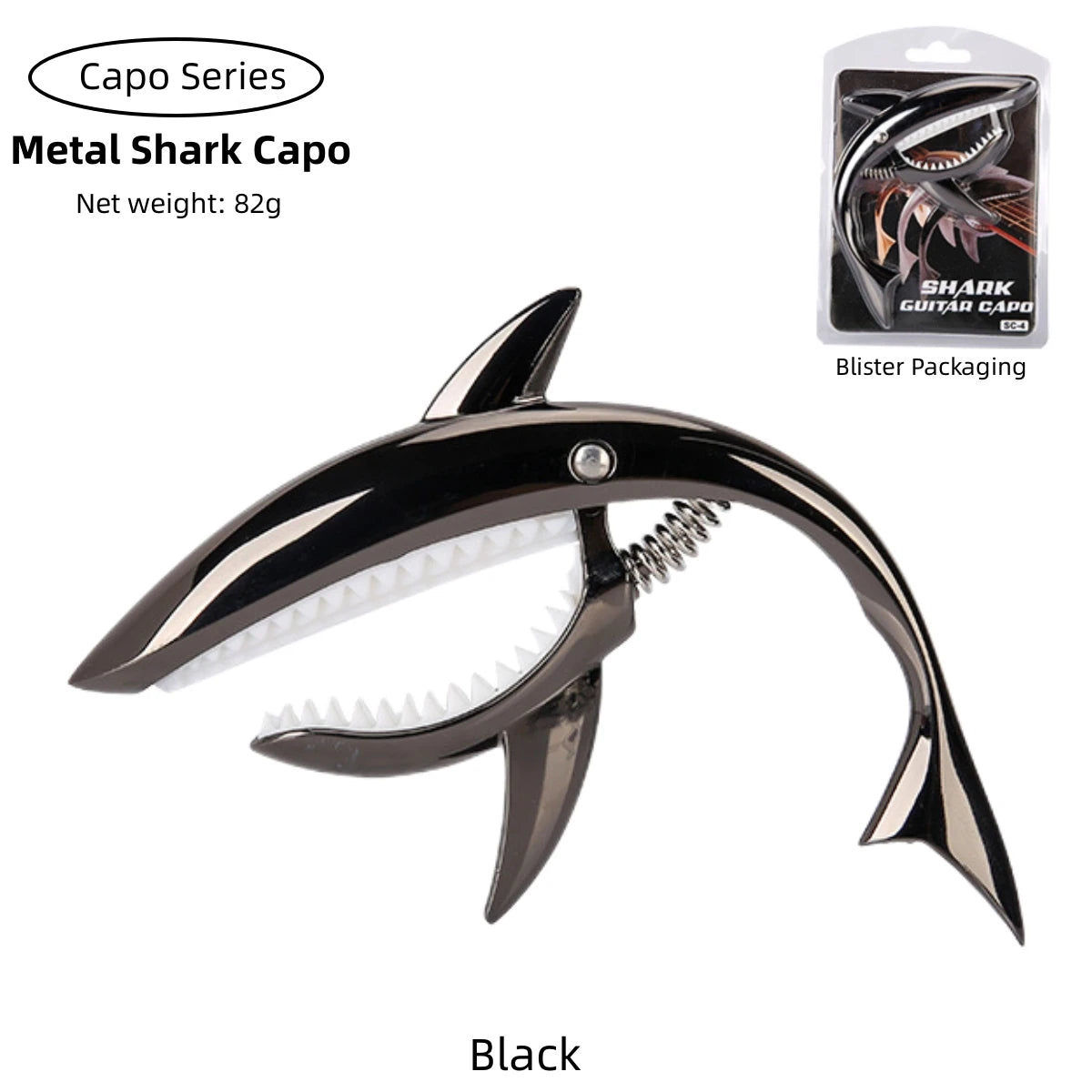 Miwayer Metal Shark Guitar Capo Zinc Alloy for Bass Acoustic and Electric Guitar with Good Hand Feeling, 7 Colors Optional