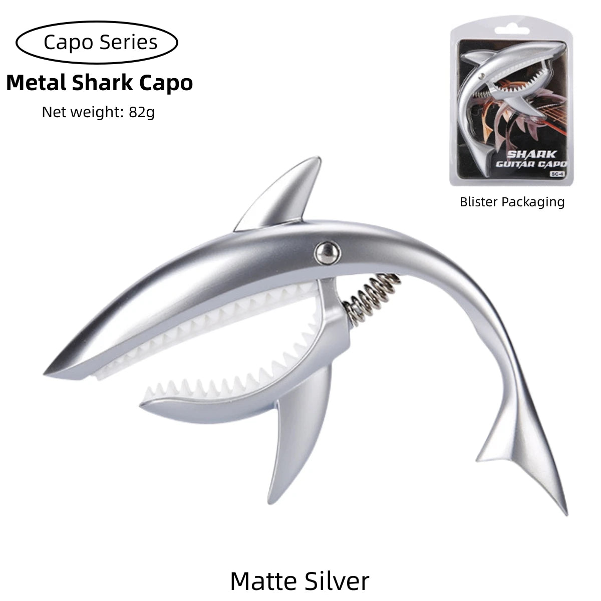 Miwayer Metal Shark Guitar Capo Zinc Alloy for Bass Acoustic and Electric Guitar with Good Hand Feeling, 7 Colors Optional