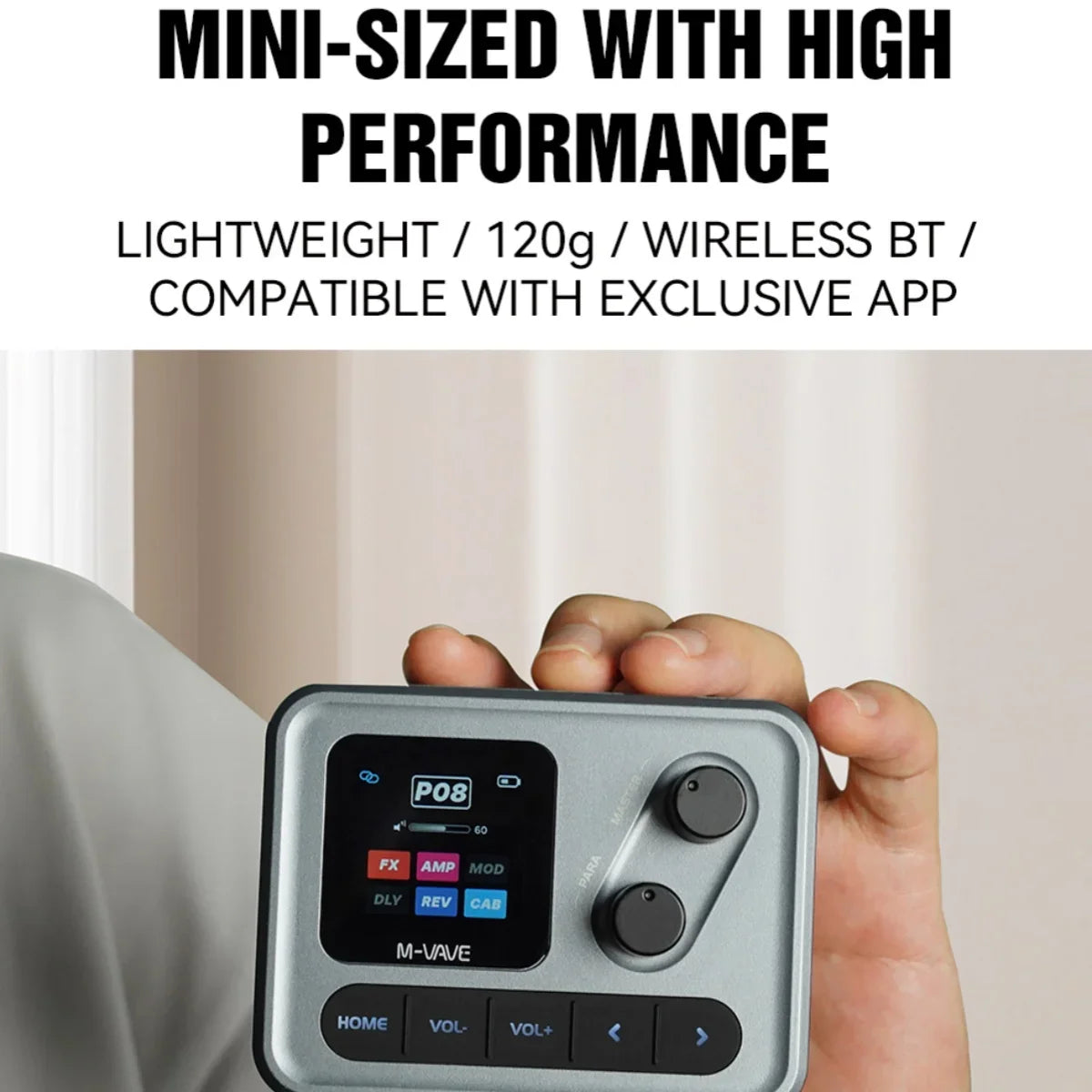 M-VAVE POCKET AMP Mini Guitar Bass Amp 1.54" LCD Color Screen APP Control Multi-Function Desktop Effects Processor Pedal