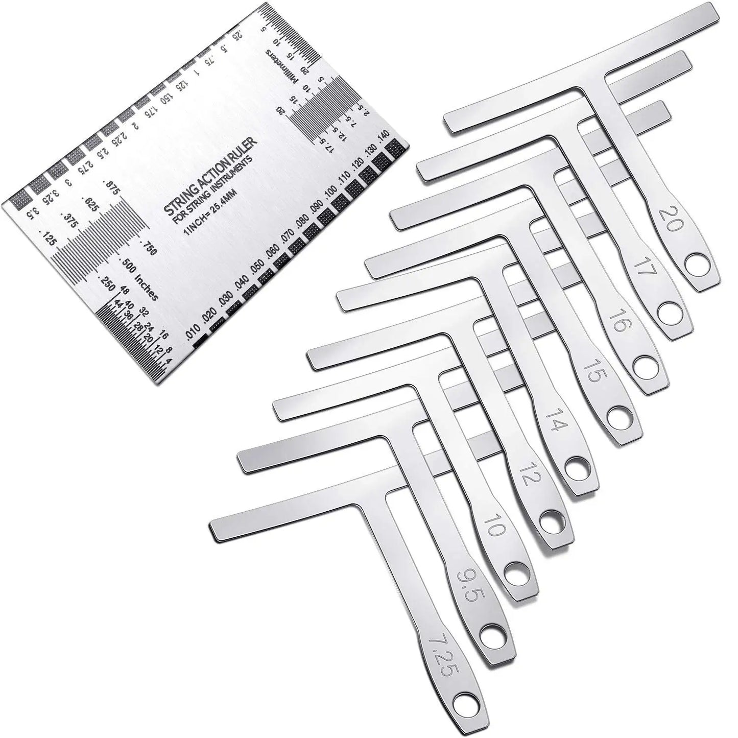 Miwayer 10-piece kit - 1 guitar measuring tool and 9-piece T-shaped guitar ruler