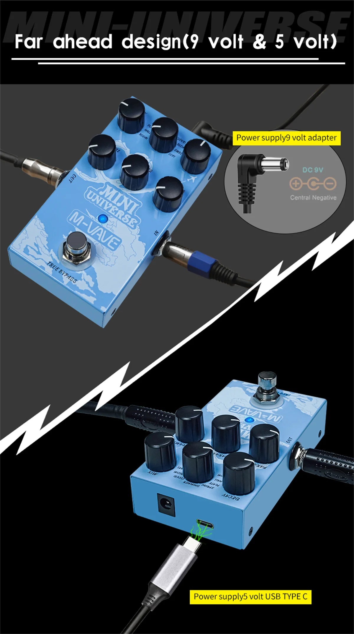 M-VAVE Mini Universe Guitar Effect Pedal Digital Reverb Pedal Digital Modeling Reverberation Effector & 9-Mode Reverb Selection