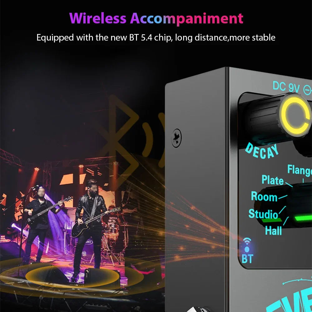 Guitar Effects Pedal Digital Reverb Guitar 9 Different Reverb Guitar Effect Pedal Wireless Accompaniment DECAY/MIX Luminous