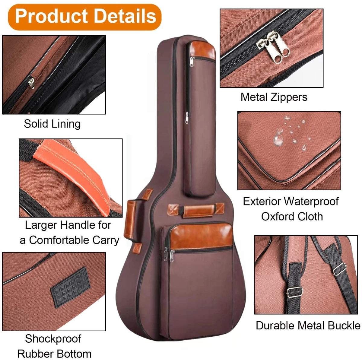 Miwayer-Acoustic Guitar Bag, 41-Inch Bag, Waterproof, Thick, Oxford, Nylon, Double Straps, Padded Cotton Guitar Case Bag