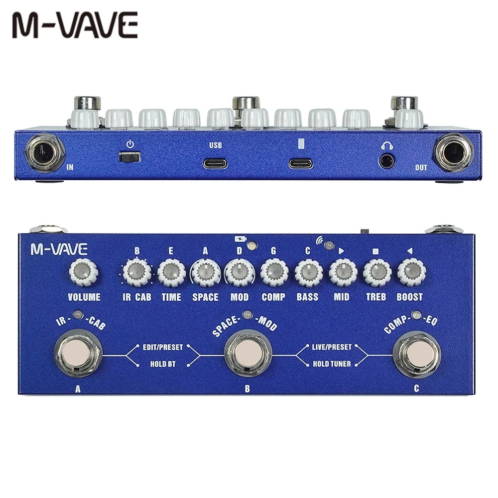 M-VAVE Cube BABY Multi Effects Pedal for Electric Guitar/Bass/Acoustic Guitar 8 IR Cabinets Simulation M-vave Rechargeable Pedal