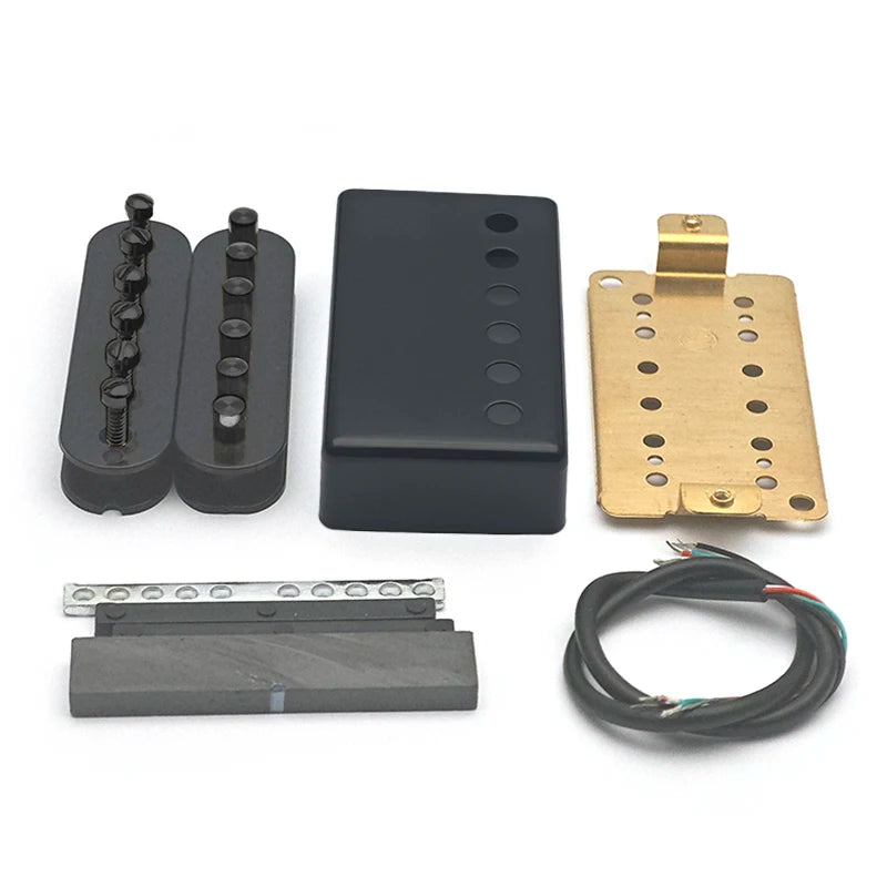 [Pickup DIY Kits] LP Guitar Humbucker Pickup Kits-Brass Cover/Ceramic/Plastic Bobbin/Fixed/Adjustable Pole/4C Cable Pickup Kits