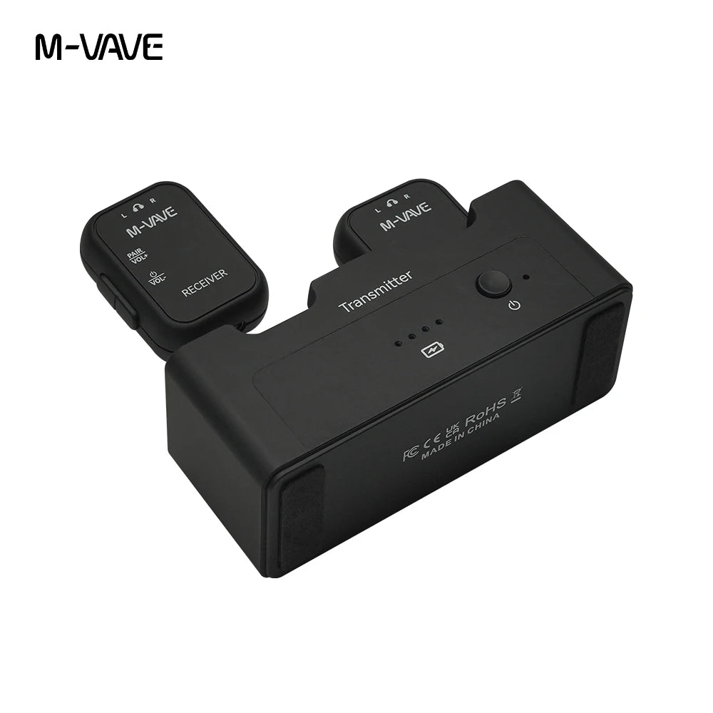 M-VAVE WP-12 1pcs Receiver,Wireless Earphone Monitor System Rechargeable Transmitter 2 Receivers With Volume Button ,Mute