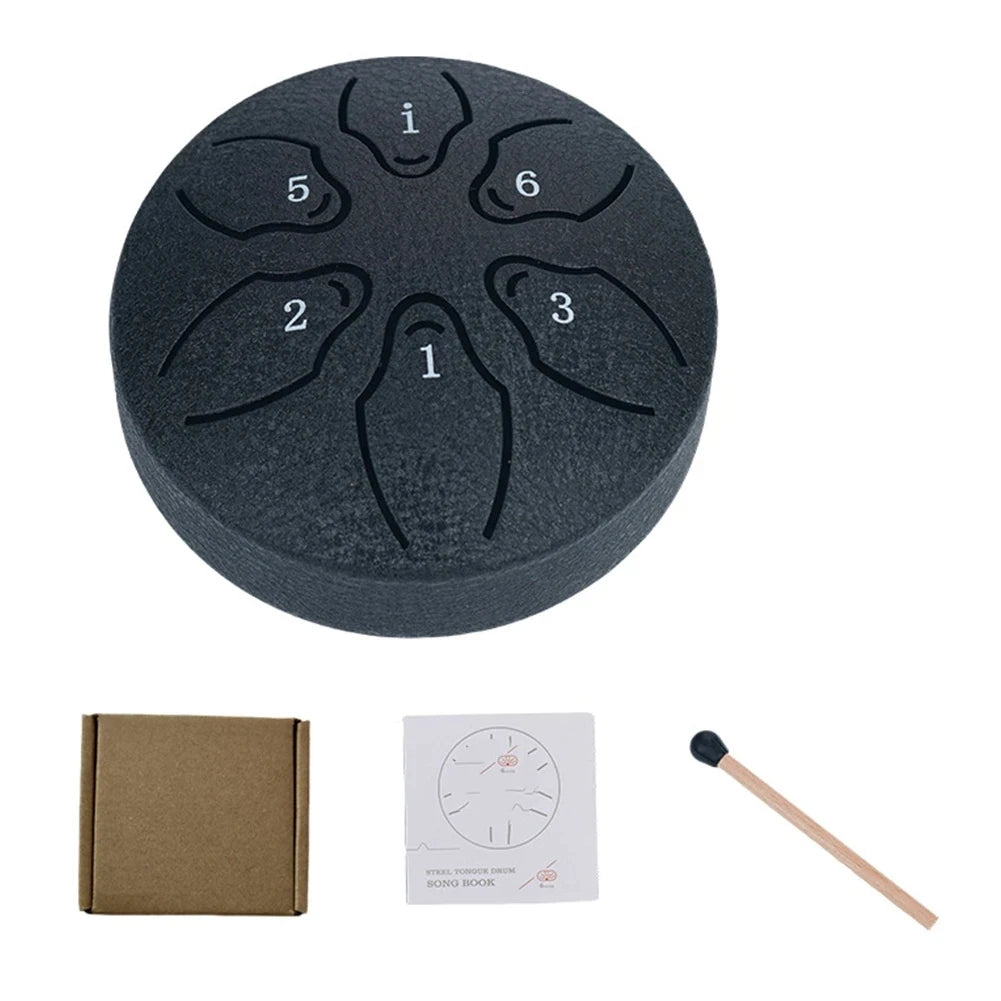 Steel Tongue Drum Portable Rain Drum Hand Pan Drum Percussion Musical Instruments 3 Inch 6 Notes For Yoga Meditation Musical Toy