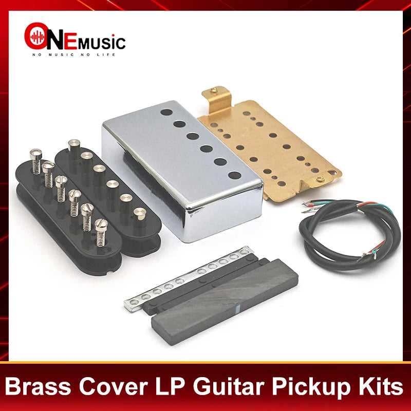 [Pickup DIY Kits] LP Guitar Humbucker Pickup Kits-Brass Cover/Ceramic/Plastic Bobbin/Fixed/Adjustable Pole/4C Cable Pickup Kits