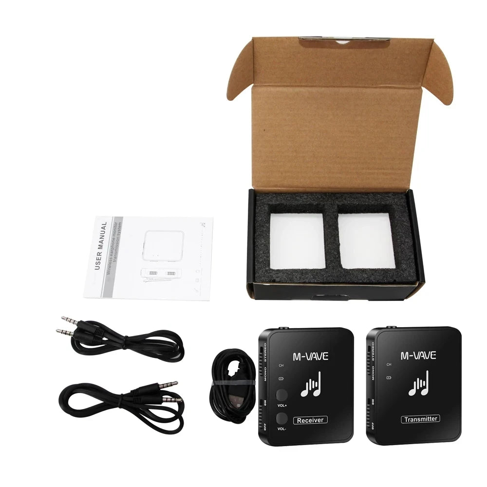 M-VAVE WP-9 2.4G Wireless System Earphone Monitor Transmission System Rechargeable Transmitter Receiver Mono Recording Function