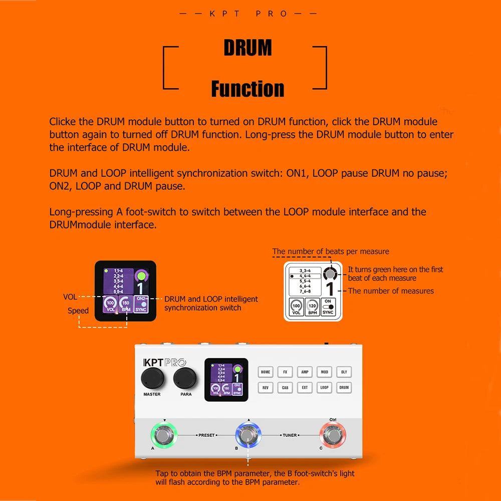 Yuimer KPT PRO Guitar Bass Multi-Effects Processor TANK-G Upgraded KPTPRO Effect Pedal From M-Vave