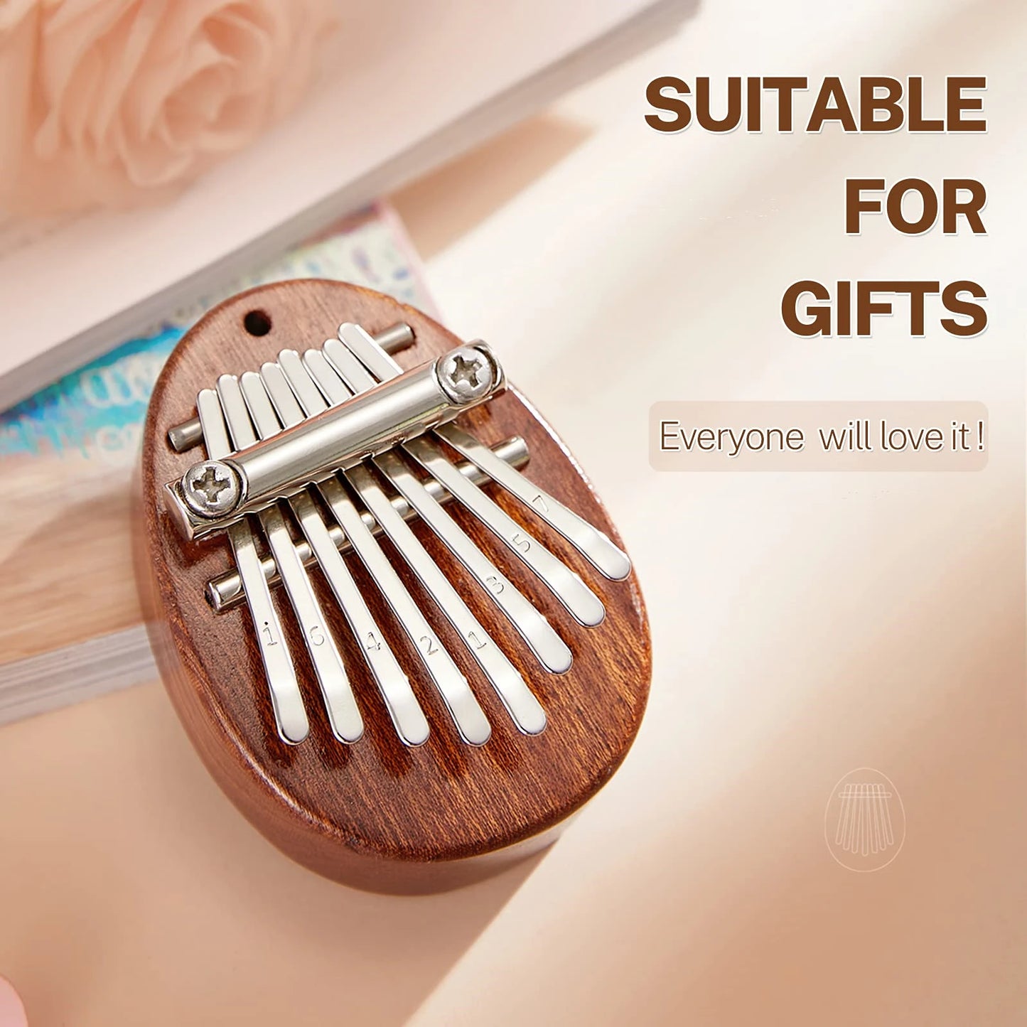 Mini Kalimba 8 Key Thumb Piano 1 Pack Water Drop Style Cute Instrument Portable Exquisite Gift Set for Kids