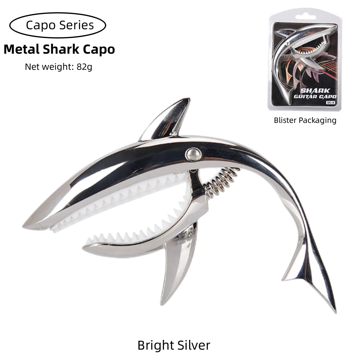 Miwayer Metal Shark Guitar Capo Zinc Alloy for Bass Acoustic and Electric Guitar with Good Hand Feeling, 7 Colors Optional