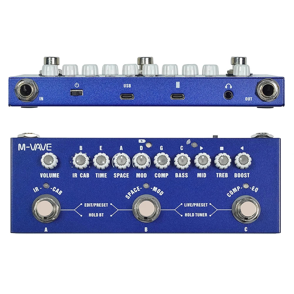 M-VAVE Cube BABY Multi Effects Pedal for Electric Guitar/Bass/Acoustic Guitar 8 IR Cabinets Simulation M-vave Rechargeable Pedal
