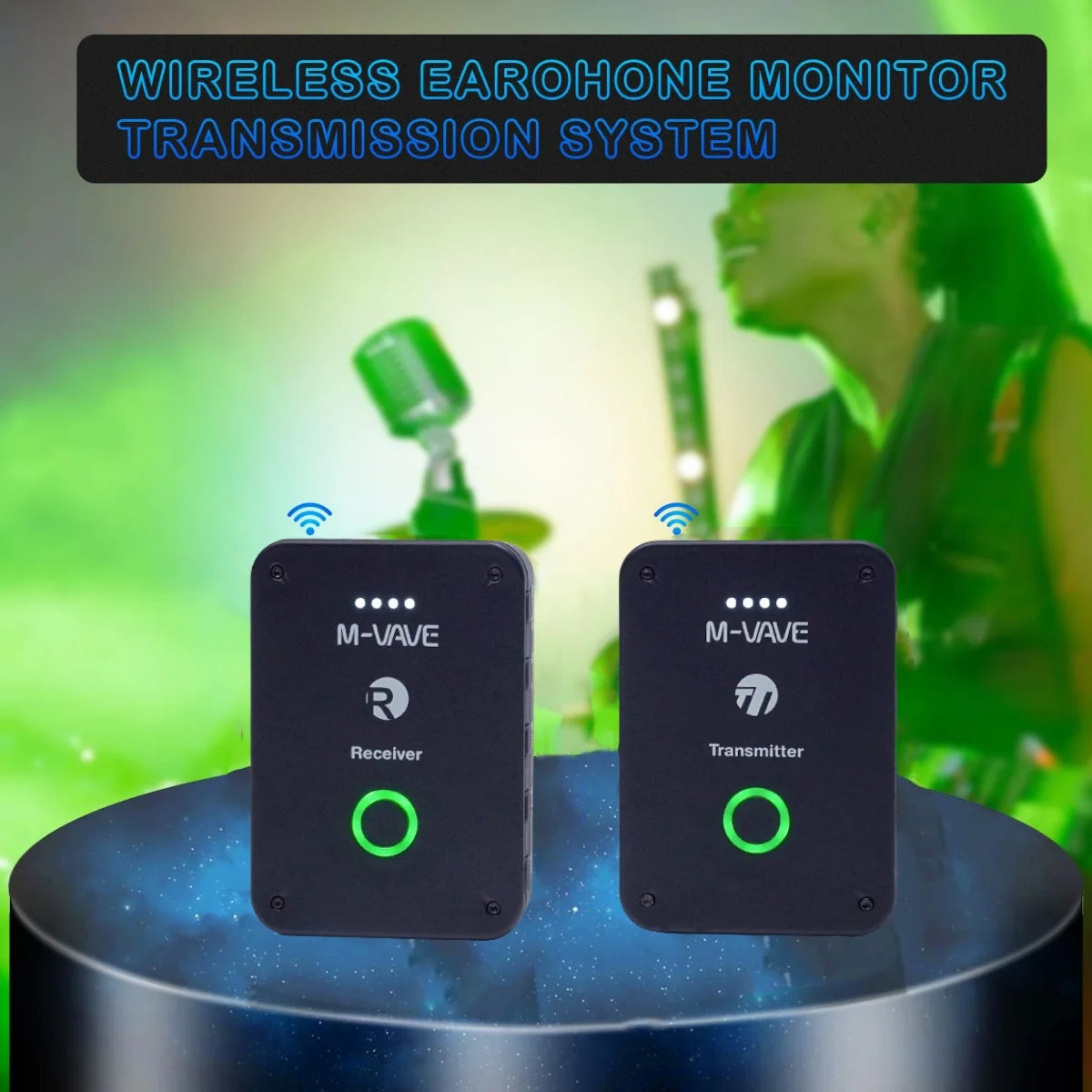 M-vave WP-10 2.4G Wireless System Earphone Monitor Transmission System Rechargeable Transmitter Receiver Mono Recording Function