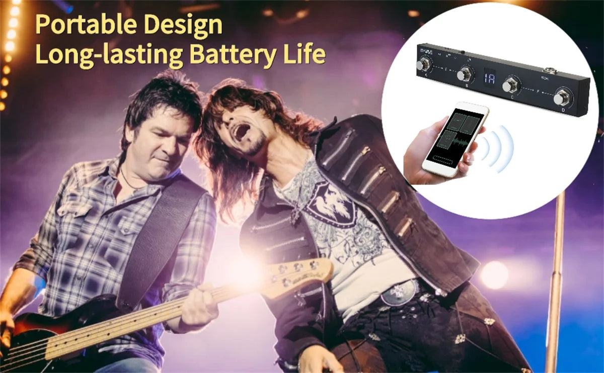 M-VAVE Chocolate Schokolade BT Rechargeable 4 Buttons MIDI Controller Pedal APP Control with Wireless Transmission System