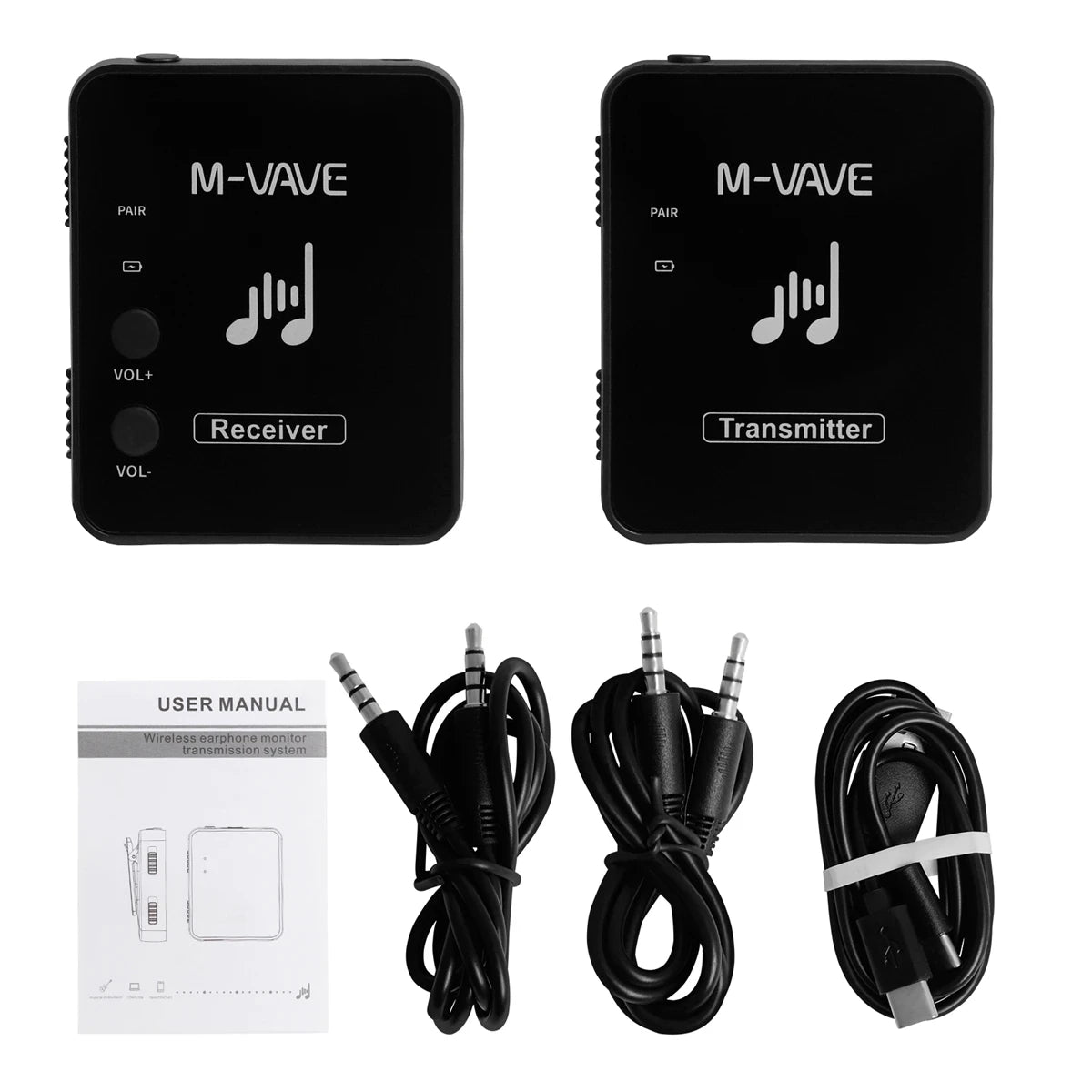 M-VAVE WP-9 2.4G Wireless System Earphone Monitor Transmission System Rechargeable Transmitter Receiver Mono Recording Function