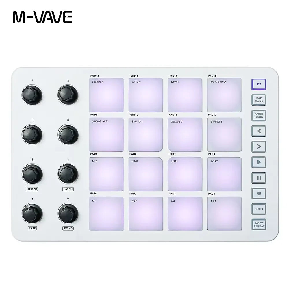 M-VAVE SMK-25 II MIDI Pad Controller Keyboard USB Mini 25 Key,16 RGB Drum Pads,8 Knobs and Music Production,Software Included