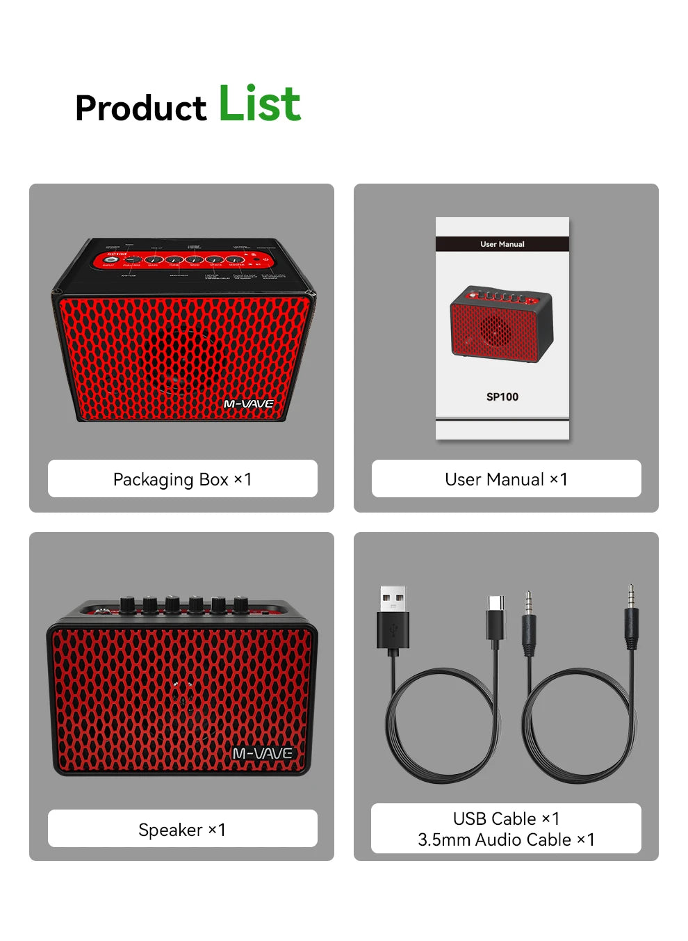 M-VAVE SP100 Speaker 10W Electric Guitar Speaker Built-in Box Head Box Simulates Outdoor Performance Portable Mini Speaker Gifts