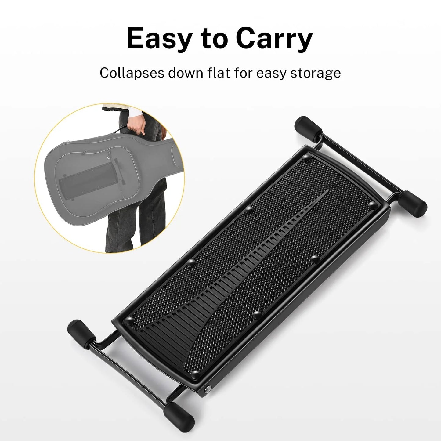 Miwayer Guitar Footrest Pedal Metal Non-Slip Rubber Pad Adjustable Folding 4/6-Position Height Footboard for Guitar Accessories