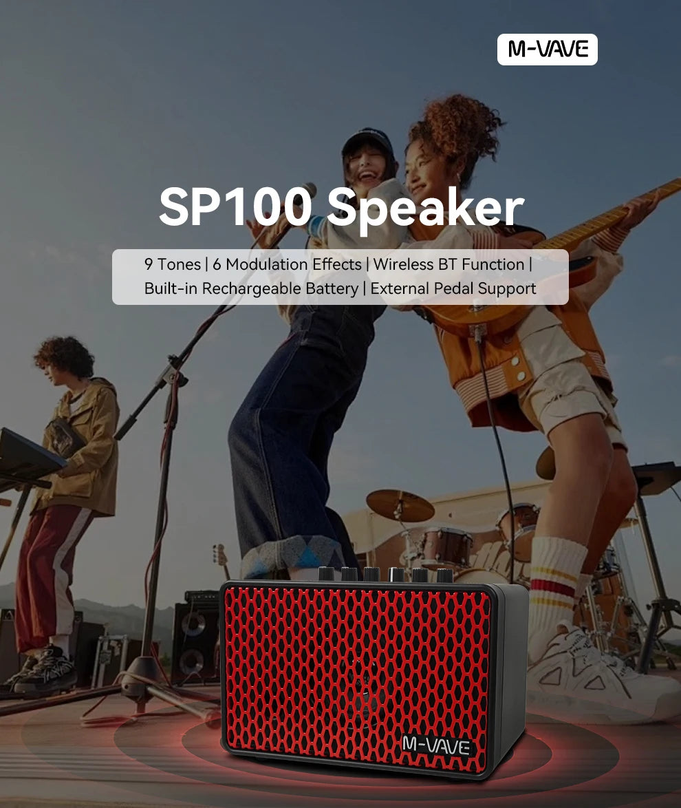 M-VAVE SP100 Speaker 10W Electric Guitar Speaker Built-in Box Head Box Simulates Outdoor Performance Portable Mini Speaker Gifts
