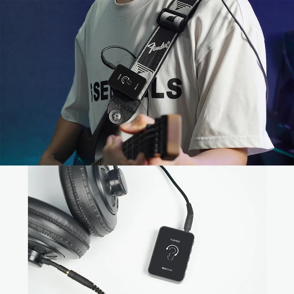 Yuimer SWS-14 2.4G Wireless Earphone Monitor Rechargeable Transmitter Receiver Support Stereo Mono Recording Function