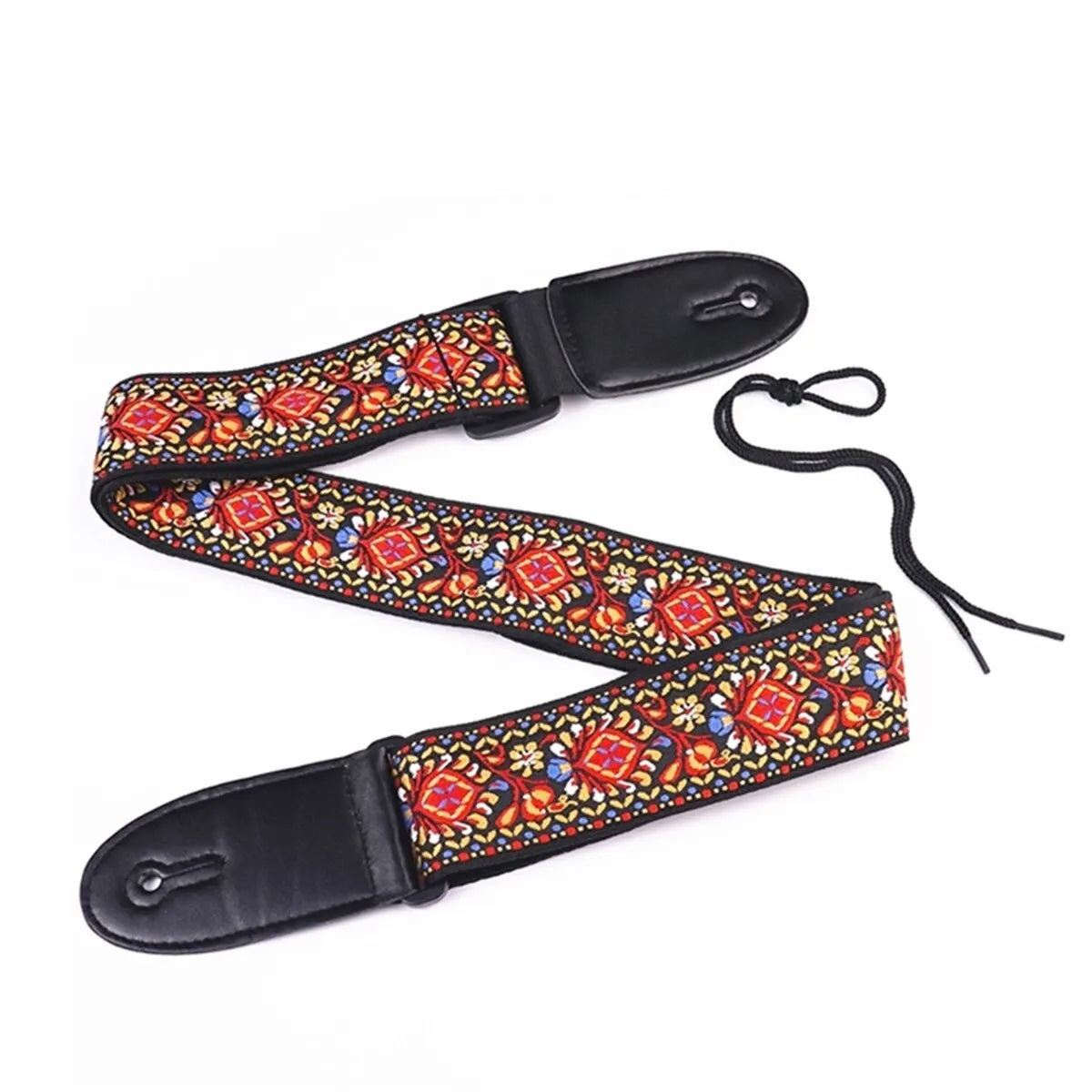 Embroidered Print Guitar Strap Vintage Ethnic Style Adjustable Strap for Folk Electric Guitar Bass Ukulele Guitar Accessories