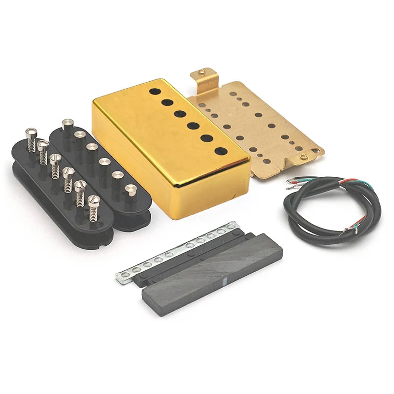[Pickup DIY Kits] LP Guitar Humbucker Pickup Kits-Brass Cover/Ceramic/Plastic Bobbin/Fixed/Adjustable Pole/4C Cable Pickup Kits