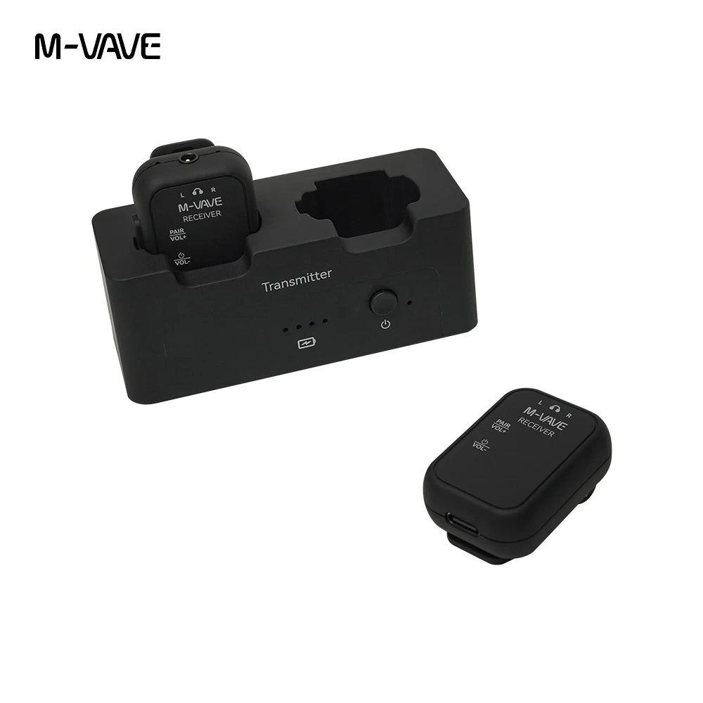 M-VAVE WP-12 1pcs Receiver,Wireless Earphone Monitor System Rechargeable Transmitter 2 Receivers With Volume Button ,Mute