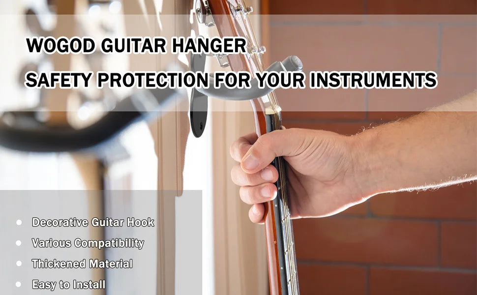 Metal Guitar Hanger Hook Wall Mount Non-slip Holder Stand Rotatable 360°for Electric Guitar Ukulele Instrument Accessories