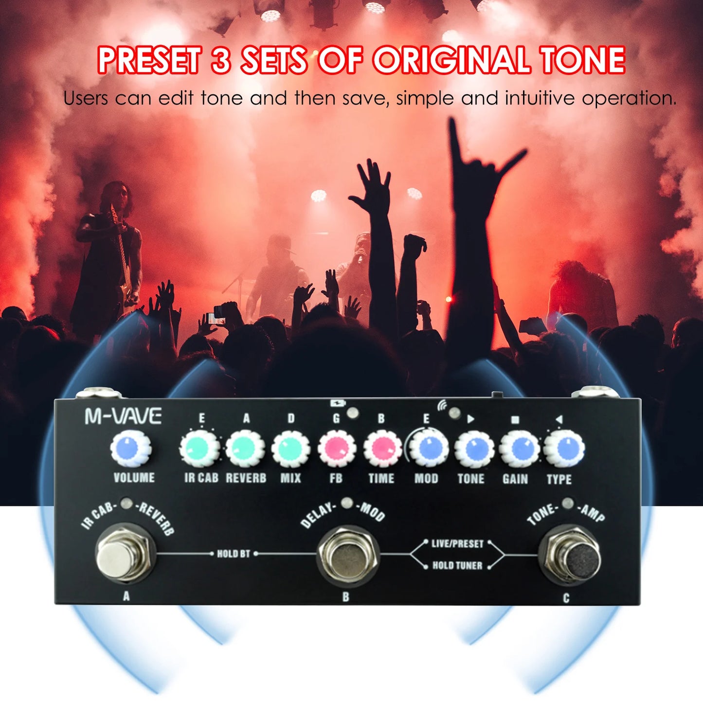 M-VAVE Cube BABY Multi Effects Pedal for Electric Guitar/Bass/Acoustic Guitar 8 IR Cabinets Simulation M-vave Rechargeable Pedal