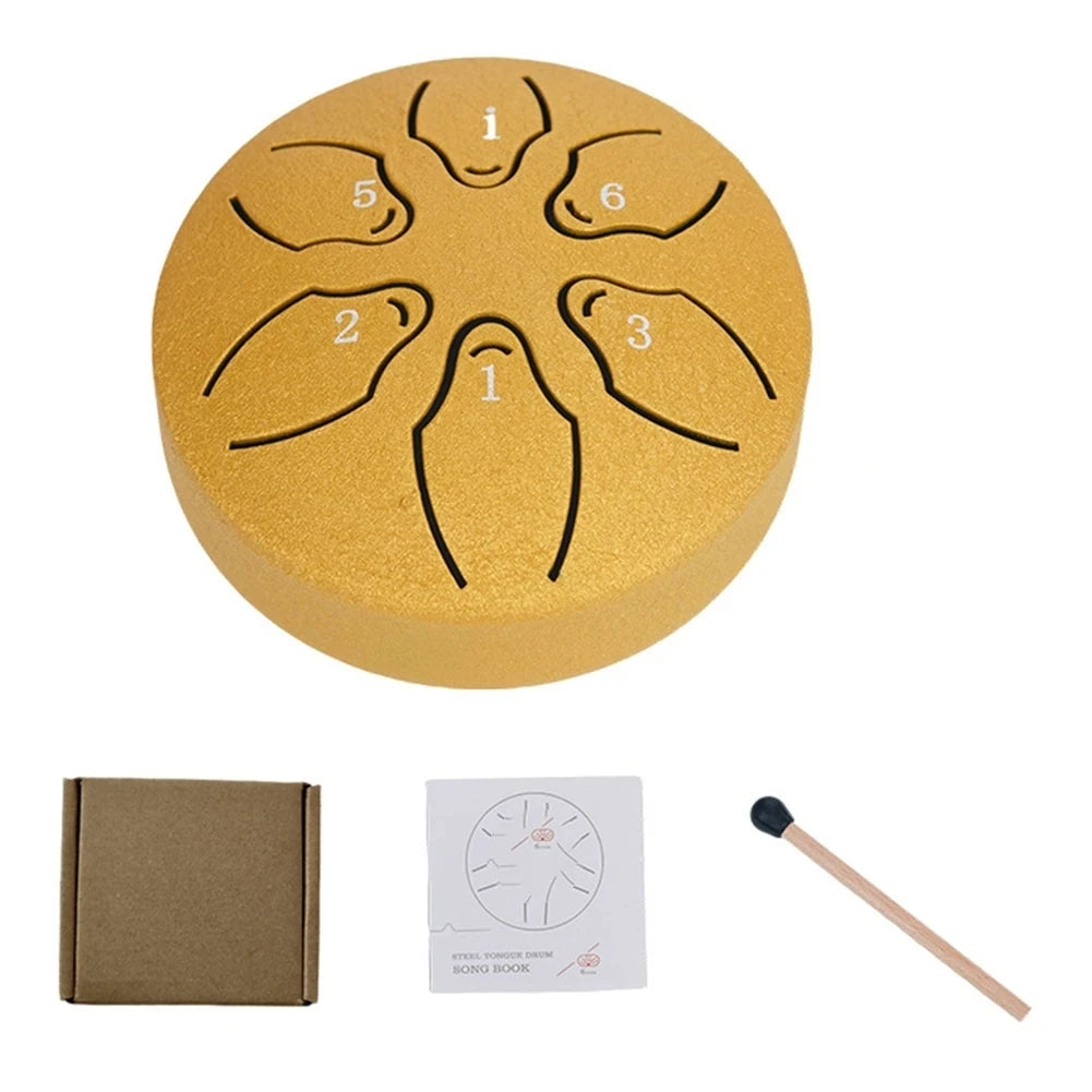 Steel Tongue Drum Portable Rain Drum Hand Pan Drum Percussion Musical Instruments 3 Inch 6 Notes For Yoga Meditation Musical Toy