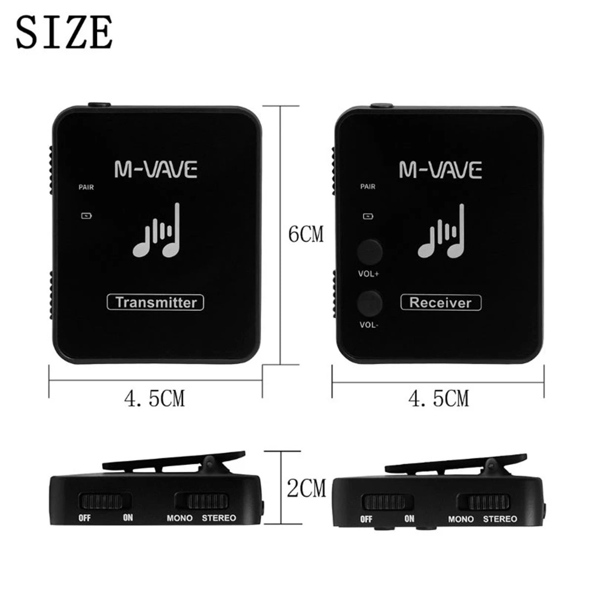 M-VAVE WP-9 2.4G Wireless System Earphone Monitor Transmission System Rechargeable Transmitter Receiver Mono Recording Function