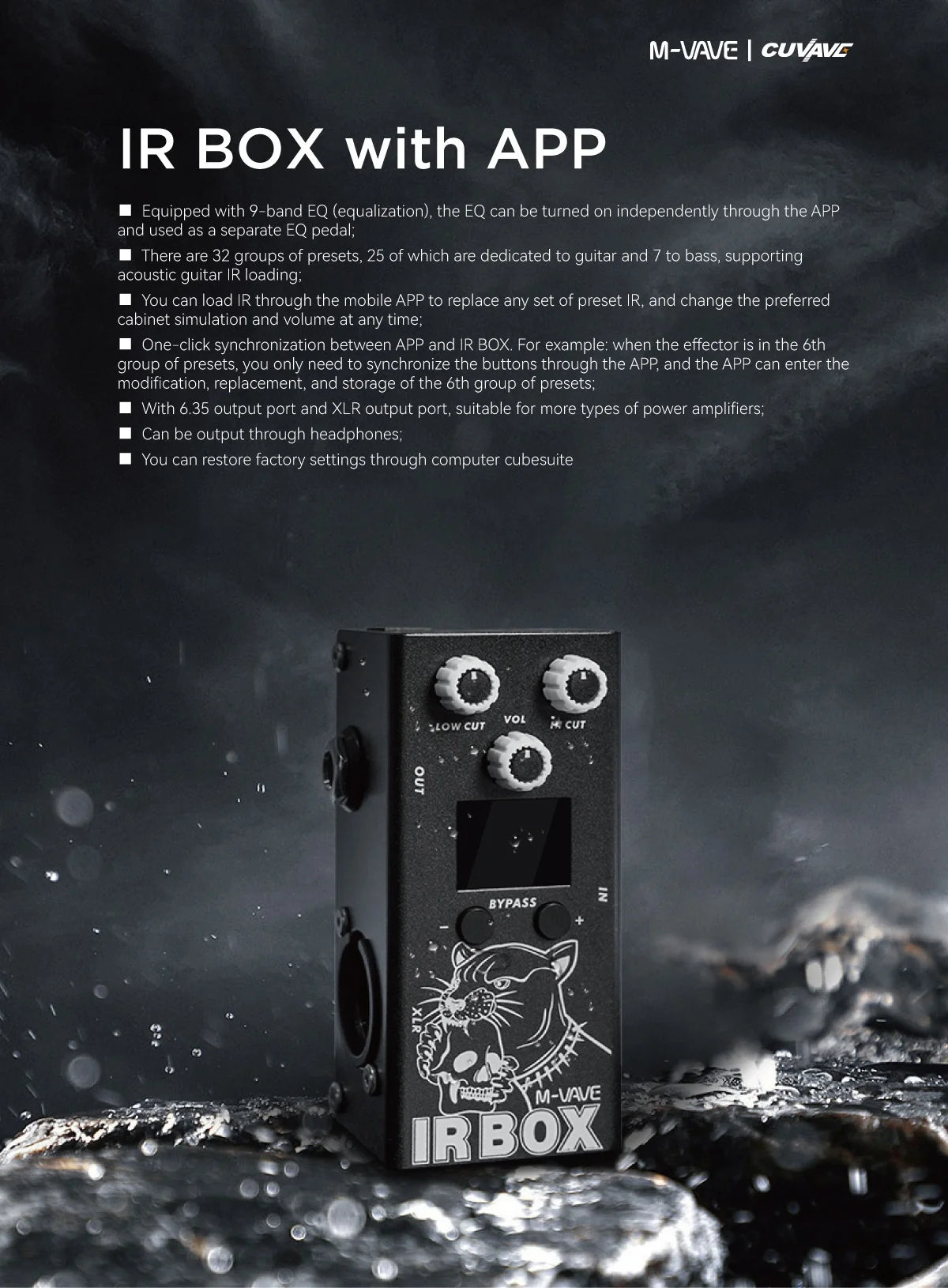 M VAVE Guitar Pedal Effectr IR BOX (Cabinet Simulator +IR Loader) Highly Restored Various Classic Speaker Box Sound support APP