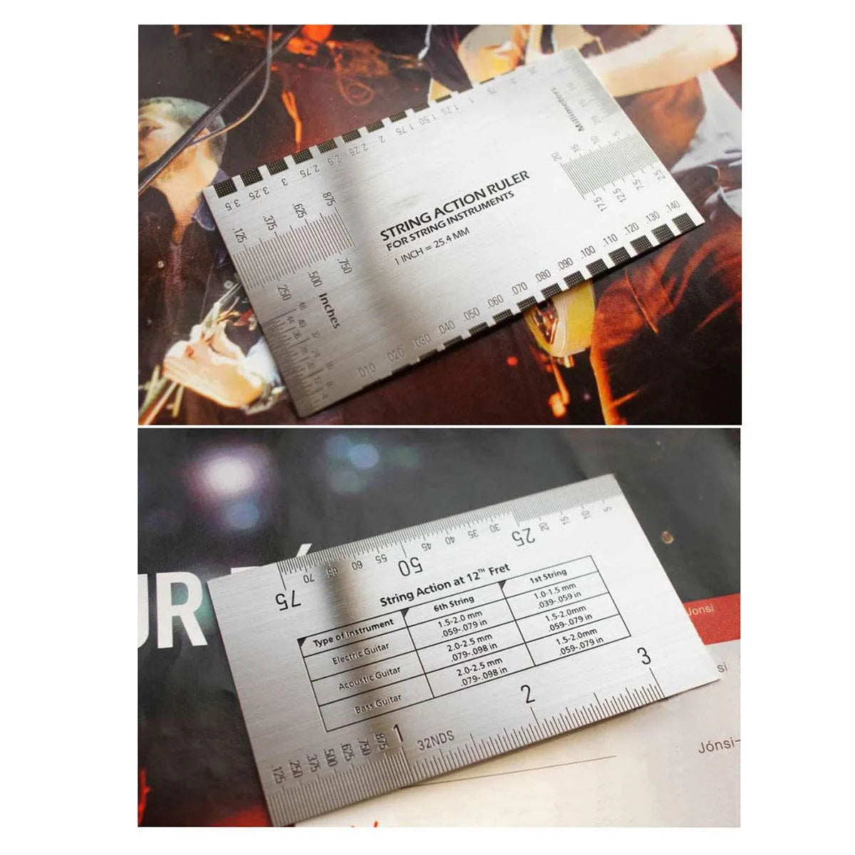 Miwayer String Action Ruler Gauge,Guitar Repairing Tool for Luthier,Fit for Guitar,Ukulele,Bass,Banjo,Mandolin