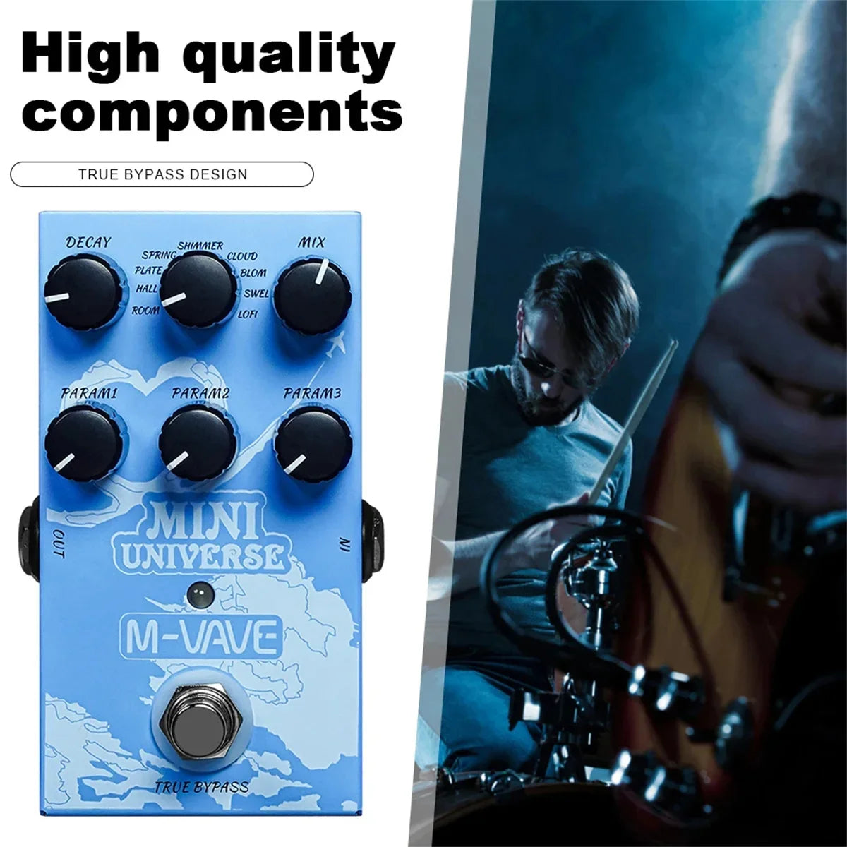 M-VAVE Mini Universe Guitar Effect Pedal Digital Reverb Pedal Digital Modeling Reverberation Effector & 9-Mode Reverb Selection