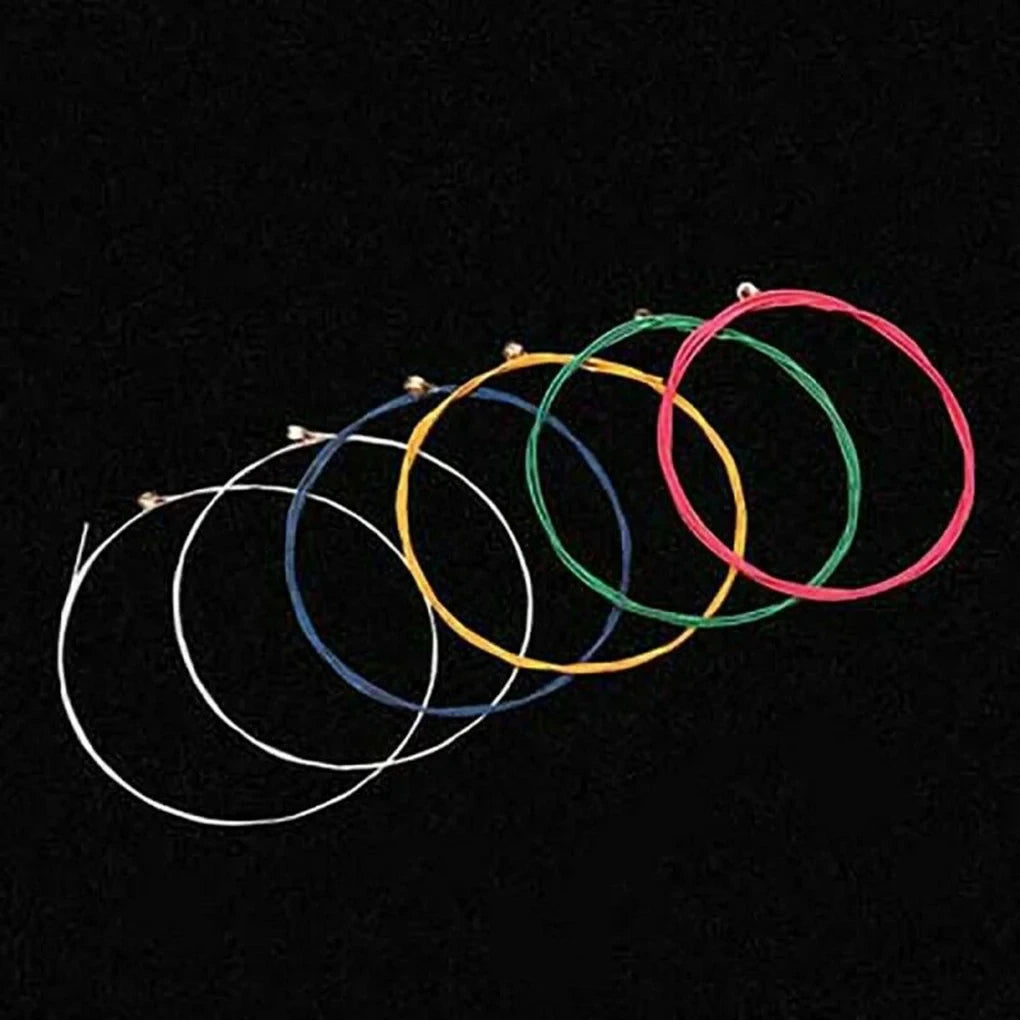 Miwayer Set of 6 Acoustic Guitar Strings, E-A Rainbow Colors, for Folk Acoustic Guitar, Classical Guitar